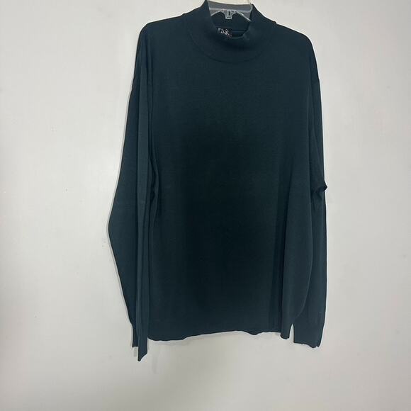 Jos A Bank XXL 100% Silk Green Turtle Mockneck Knit Sweater Holiday Top Pullover - Picture 2 of 8